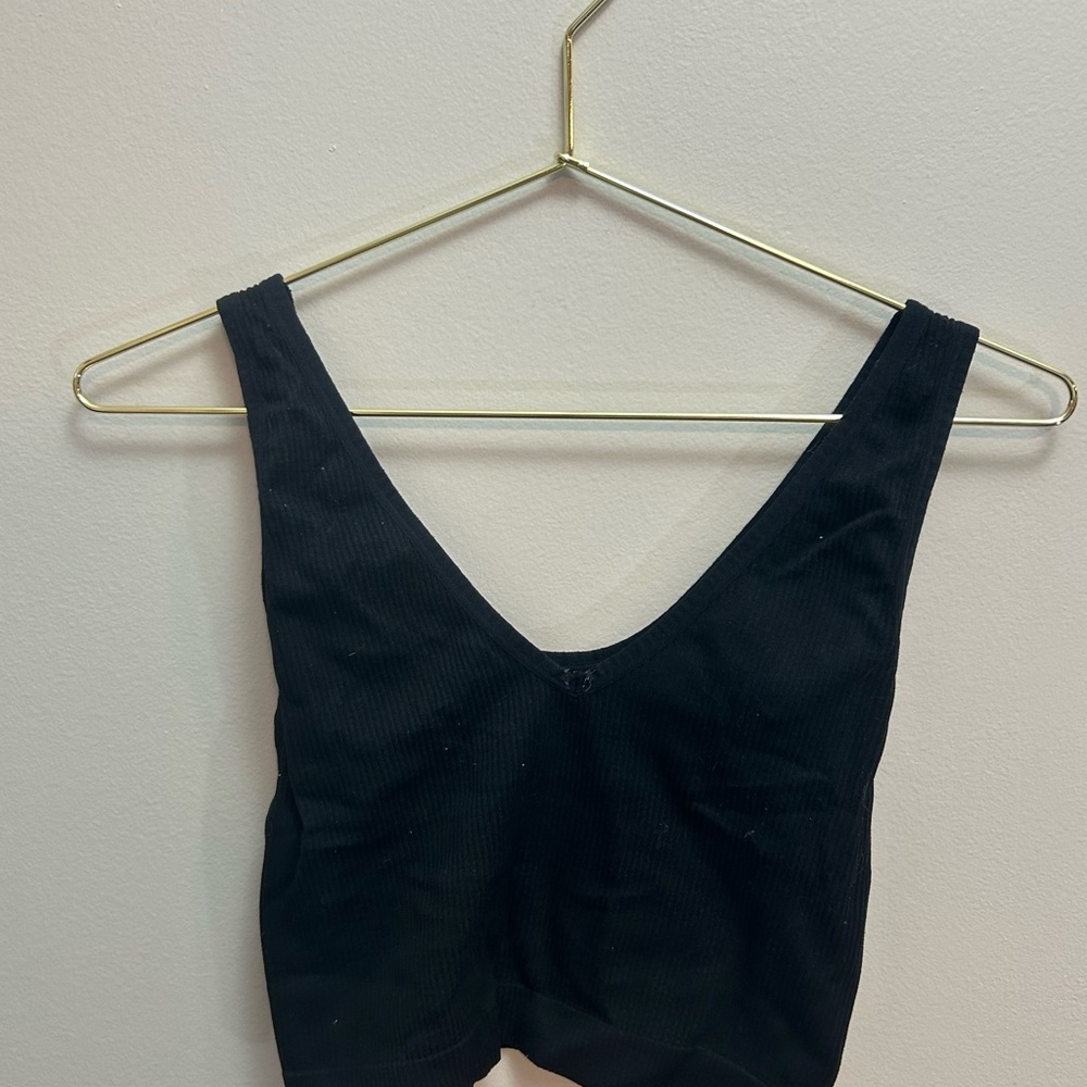 Black Ribbed Women's Top
